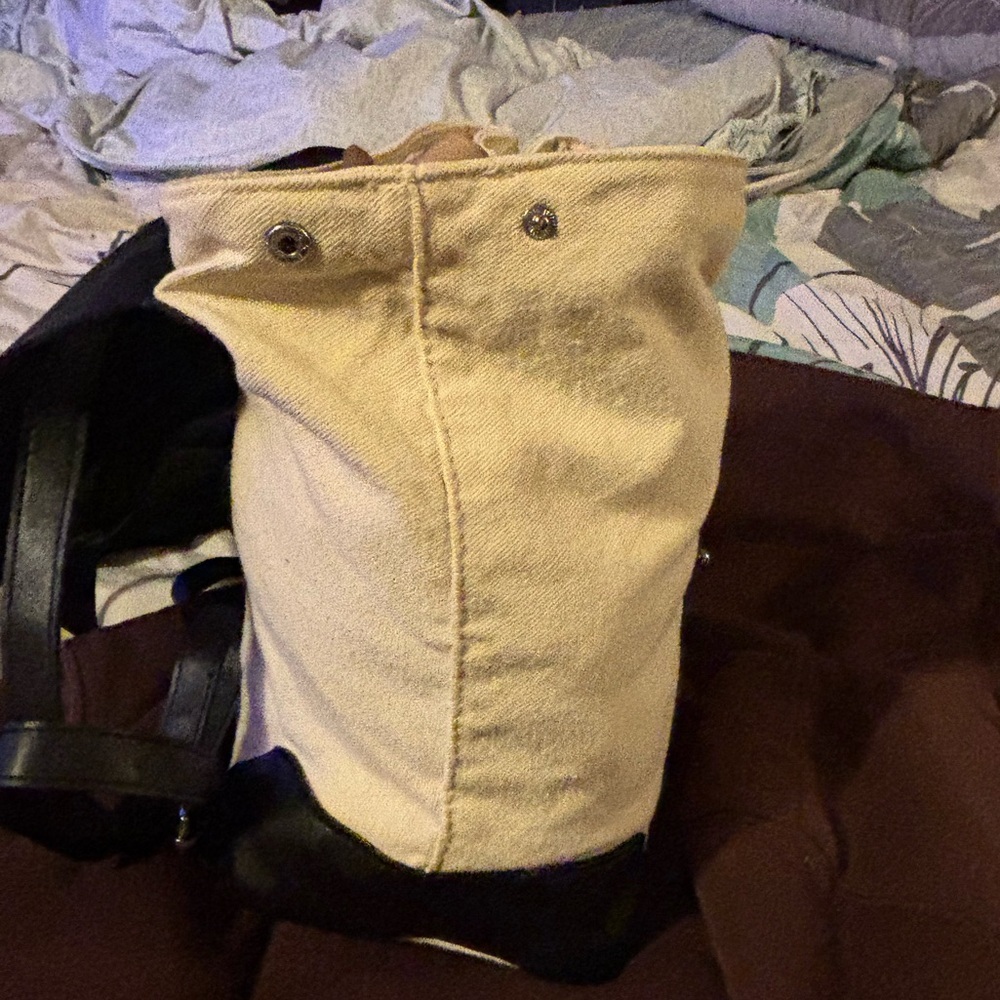Vegan leather and canvas backpack - Picture 6 of 6